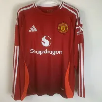 24/25 Man Utd Home Long sleeve  Fans Soccer Jersey (长袖)