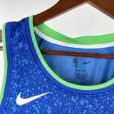 23/24 BUCKS LILLARD #0 Blue City Edition Top Quality Hot Pressing NBA Jersey(V领)