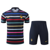 24/25 France Black And Colored StripesTraining Short Suit
