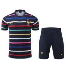 24/25 France Black And Colored StripesTraining Short Suit
