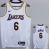 22/23 LAKERS JAMES #6 White Top Quality Hot Pressing NBA Jersey(圆领)