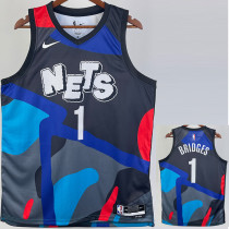 23/24 NETS BRIDGES #1 Blue Black City Edition Top Quality Hot Pressing NBA Jersey