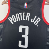 23/24 Rockets PORTER JR. #3 Black Top Quality Hot Pressing NBA Jersey (Trapeze Edition)飞人版