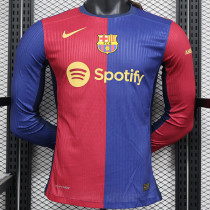 24/25 BAR Home Player Version Long Sleeve  Soccer Jersey('Spotify'长袖）