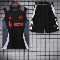 24/25 Man Utd BlackTank top and shorts suit
