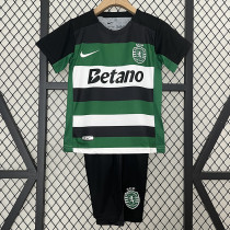 24/25 Sporting Lisbon Home Kids Soccer Jersey