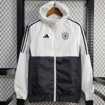 24/25 Germany White & Black  Hooded Windbreaker