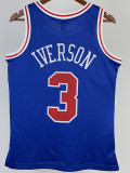 1996/97 76ERS IVERSON #3 Blue Retro Top Quality Hot Pressing NBA Jersey(圆领）