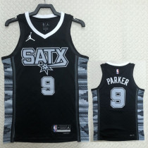 22/23 SA Spurs PARKER #9 Black Top Quality Hot Pressing NBA Jersey (Trapeze Edition)