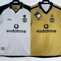 2001/2002 Man Utd 100th Centenary Gold White Two-Sided Retro Soccer Jersey