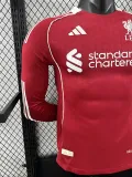 25/26  LIV Home  Long Sleeve   Player Version Soccer Jersey