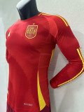 2024 Spain Home  Long Sleeve Player Version Soccer Jersey(长袖)