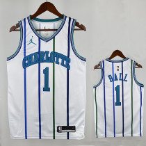 18/19 Hornets BALL #1 White  Top Quality Hot Pressing Retro NBA Jersey