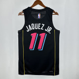 21/22 HEAT JAQUEZ JR. # 11 Black Top Quality Hot Pressing Retro NBA Jersey