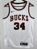 17/18 BUCKS ANTETOKOUNMPO #34 White Retro Top Quality Hot Pressing NBA Jersey