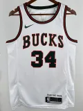 17/18 BUCKS ANTETOKOUNMPO #34 White Retro Top Quality Hot Pressing NBA Jersey