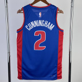 22/23 Pistons CUNNINGHAM #2 Blue Top Quality Hot Pressing NBA Jersey(V领)