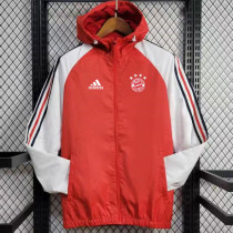 24/25 Bayern Red &White Hooded Windbreaker