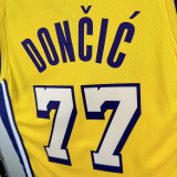 LAKERS DONCIC'#77 Yellow Top Quality Hot Pressing NBA Jersey(V领）