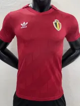 1986 Belgium Home Red  Retro Soccer Jersey