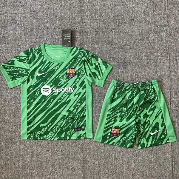 24/25 BAR Green Goalkeeper  Kids Soccer Jersey