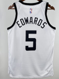 22/23 TIMBERWOLVES EDWARDS #5 White City Edition Top Quality Hot Pressing NBA Jersey