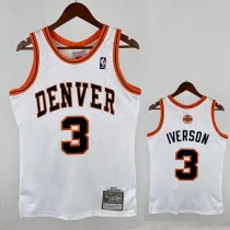 06/07 Nuggets IVERSON #3 White ABA Retro Night Top Quality Hot Pressing NBA Jersey