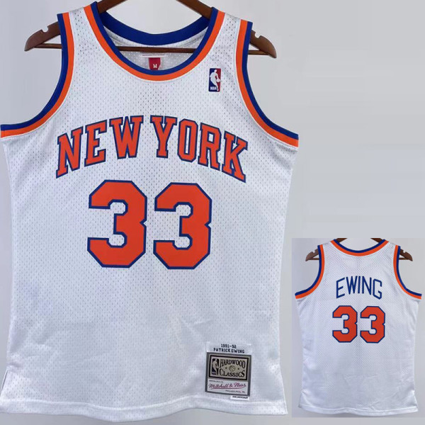 1991/92 KNICKS EWING #33 White Retro Top Quality Hot Pressing NBA Jersey