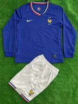 2024 France Home Kids Long Sleeve Soccer Jersey (童装长袖)