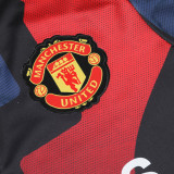 24/25 Man Utd Red Blue Black Puzzle Kids Half Pull Tracksuit  (童装、半拉链)