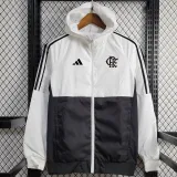 24/25 Flamengo White & Black  Hooded Windbreaker