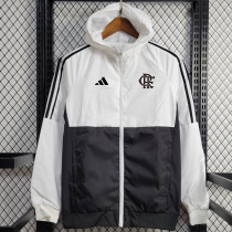 24/25 Flamengo White & Black  Hooded Windbreaker
