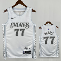 24/25 Dallas Mavericks DONCIC # 77 White City Edition  Top Quality Hot Pressing Retro NBA Jersey