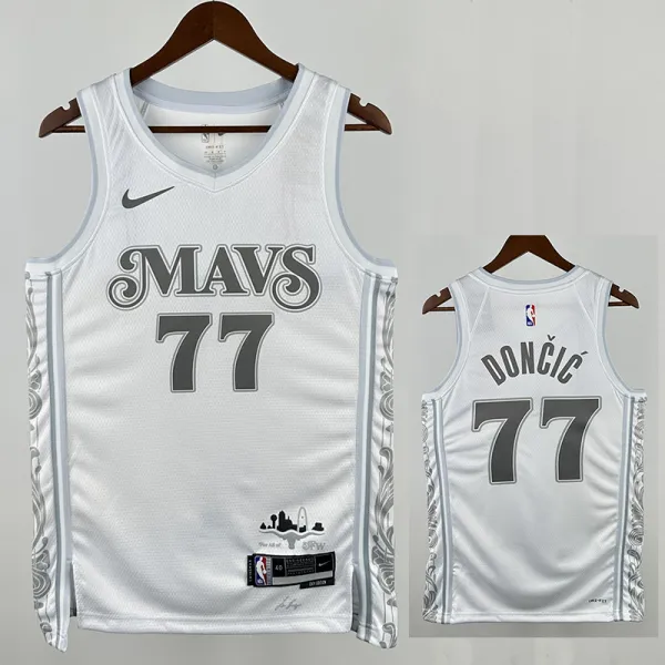 24/25 Dallas Mavericks DONCIC # 77 White City Edition  Top Quality Hot Pressing Retro NBA Jersey