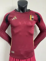 2024 Belgium Home Long Sleeve  Player Version Soccer Jersey(长袖)