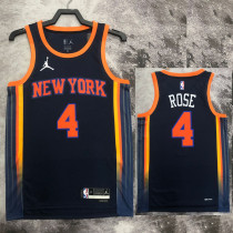 22/23 KNICKS ROSE #4 Black Top Quality Hot Pressing NBA Jersey (Trapeze Edition) 飞人版