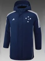 24/25 Cruzeiro Royal Blue Hooded Cotton Coat 宝蓝连帽棉衣