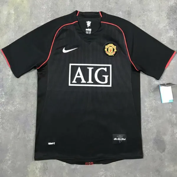 2007/2008 Man Utd Away Black Retro Soccer Jersey