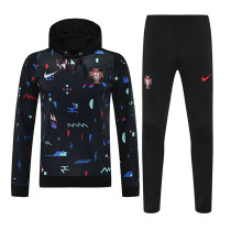 25 /26 Portugal Black Figure Hooded  Tracksuit