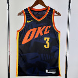 23/24 OKC Thunder GIDDEY #3 Dark Blue City Edition Top Quality Hot Pressing NBA Jersey