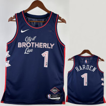 23/24 76ERS HARDEN #1 Dark Blue City Edition Top Quality Hot Pressing NBA Jersey