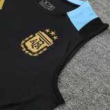 24/25  Argentina Black Tank top Training Shirts(黑色蓝肩）