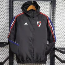 24/25 River Black Hooded Windbreaker(蓝红白边）