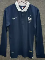 2014 France Royal Blue Long Sleeve  Retro Soccer Jersey