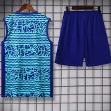 24/25  Brazil White Blue WaveTank top and shorts suit