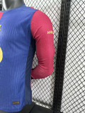 24/25 BAR Home Player Version Long Sleeve  Soccer Jersey('胸花'长袖）
