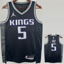 22/23 Kings FOX #5 Black Top Quality Hot Pressing NBA Jersey (Trapeze Edition)飞人版