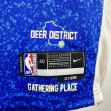 23/24 BUCKS ANTETOKOUNMPO #34 Blue City Edition Top Quality Hot Pressing NBA Jersey