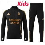 24/25 RMA Black  Kids  Half Pull Tracksuit  (童装、半拉链)