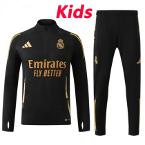 24/25 RMA Black  Kids  Half Pull Tracksuit  (童装、半拉链)